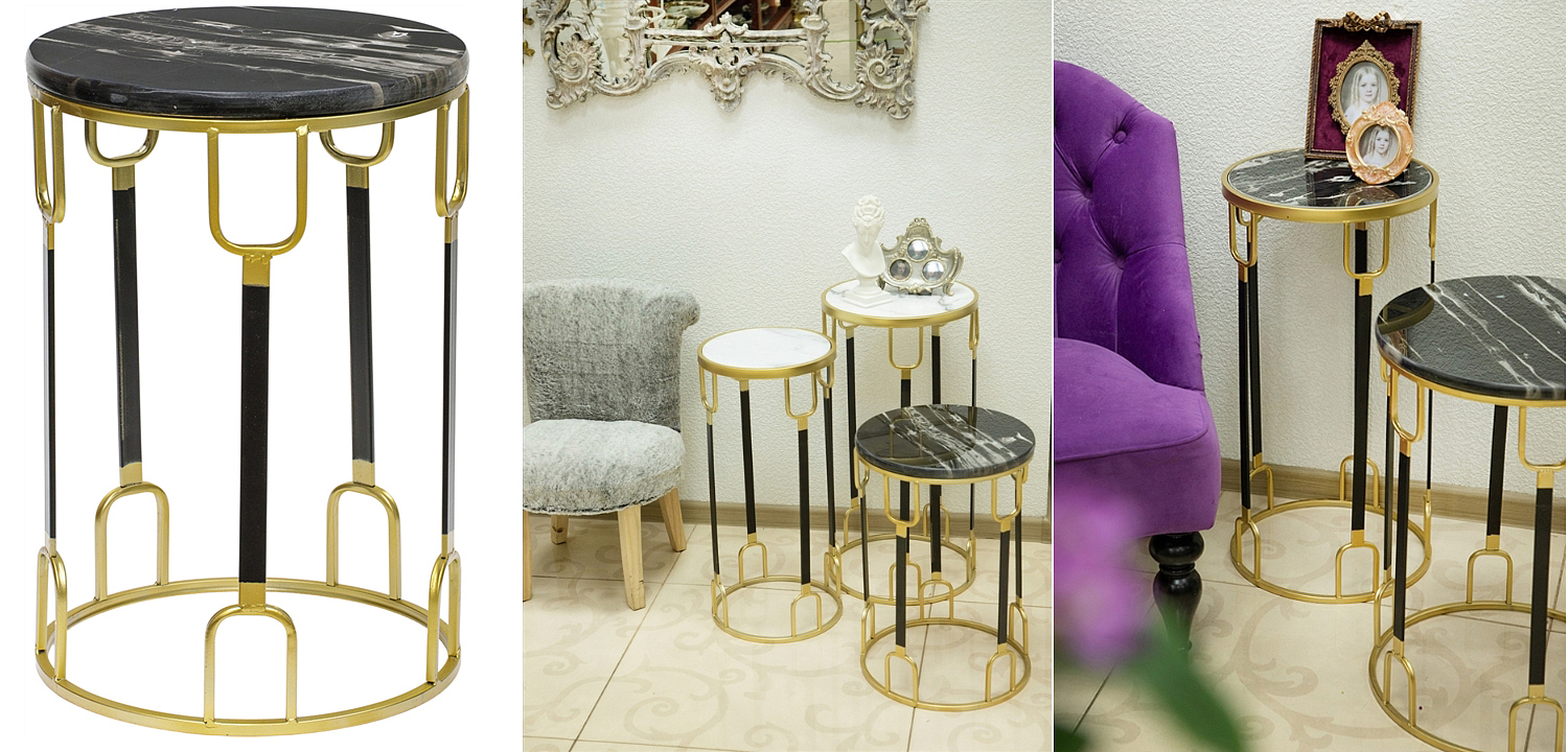 Приставной стол Dorius Side Table black marble high Приставной стол Dorius Side Table black marble high - Loft-Concept во Владивостоке