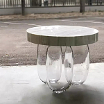 Дизайнерский журнальный стол на 3-х овальных прозрачных ножках Tukutic варинант исполнения - 2 | Loft Concept во Владивостоке