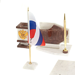 Настольный письменный набор из мрамора и лемезита с гербом и флагом России Marble Accessory варинант исполнения - 3 | Loft Concept во Владивостоке