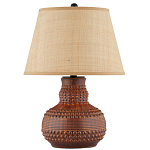 Настольная лампа темно-коричневая с тканевым абажуром в форме конуса Сhieftain варинант исполнения - 3 | Loft Concept во Владивостоке