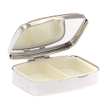 Таблетница карманная прямоугольная на 2 отделения с зеркалом и накладкой из натурального камня Лазурит Silver Stone Pillboxes варинант исполнения - 3 | Loft Concept во Владивостоке