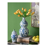 Ваза фигурная с сине-зелеными узорами распустившихся цветов Blossoming Spring варинант исполнения - 4 | Loft Concept во Владивостоке