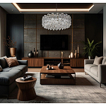 Круглая люстра с хрустальными подвесками на серебряном каркасе Gorgeous Crystal Light варинант исполнения - 12 | Loft Concept во Владивостоке