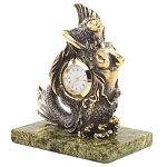 Часы настольные бронзовые в виде русалочки из натурального камня Змеевик Mermaid Stone Clock варинант исполнения - 2 | Loft Concept во Владивостоке