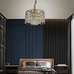 Люстра круглая с хрустальными подвесками на золотистом каркасе Roul Crystal Light варинант исполнения - 13 | Loft Concept во Владивостоке