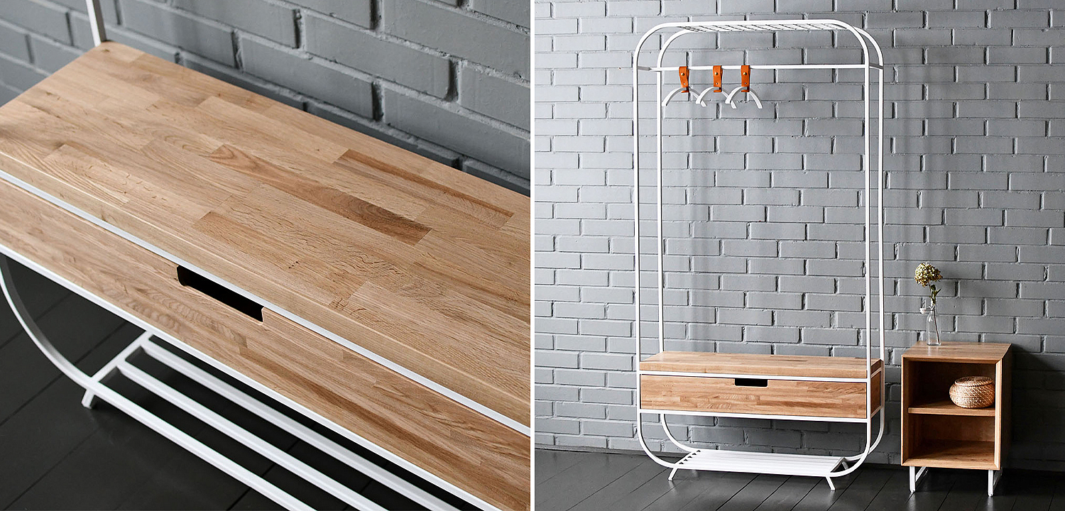 Рейл с выдвижным ящиком Ewing White Industrial Metal Rust Clothes Rail Рейл с выдвижным ящиком Ewing White Industrial Metal Rust Clothes Rail - Loft-Concept во Владивостоке
