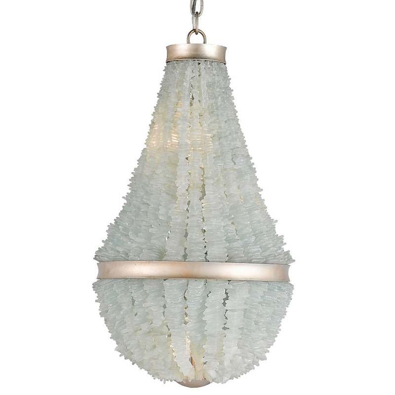 Люстра с каскадом из стеклянных декоративных элементов Shining Sea Glass Серебряный Люстра с каскадом из стеклянных декоративных элементов Shining Sea Glass Серебряный во Владивостоке | Loft Concept