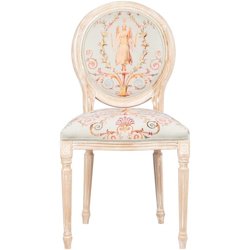 Стул из массива бука светло-серый с растительным орнаментом Raffael Angel Grey Chair Светло-серый Мульти Бежевый Стул из массива бука светло-серый с растительным орнаментом Raffael Angel Grey Chair Светло-серый Мульти Бежевый во Владивостоке | Loft Concept