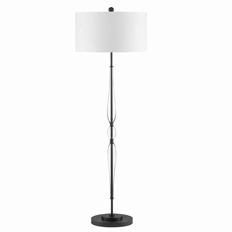 Торшер с декором из стекла на черном каркасе Lightness Graceful Белый Черный Прозрачный Торшер с декором из стекла на черном каркасе Lightness Graceful Белый Черный Прозрачный во Владивостоке | Loft Concept