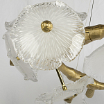 Люстра подвесная круглая с ветвистыми бронзовыми элементами и стеклянными рифлеными дисками Textured Glass Chandelier варинант исполнения - 4 | Loft Concept во Владивостоке