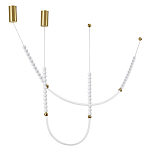 Подвесной светильник с 3-мя изогнутыми плафонами и белыми декоративными шариками PEARLS Suspension варинант исполнения - 2 | Loft Concept во Владивостоке