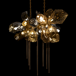 Люстра подвесная с 18-ю стеклянными плафонами с вертикальными подвесками Gilded Mirage  варинант исполнения - 8 | Loft Concept во Владивостоке