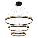 Люстра подвесная с тремя кольцами черного и золотого цвета Ring Horizontal варинант исполнения - 2 | Loft Concept во Владивостоке