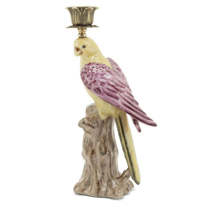 Подсвечник Candleholder Parrot With Trunk Желтый Розовый Белый Подсвечник Candleholder Parrot With Trunk Желтый Розовый Белый во Владивостоке | Loft Concept
