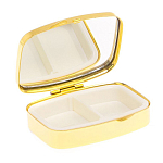 Таблетница карманная прямоугольная с 2-мя отделениями с зеркалом и накладкой из натурального камня Флюорит Gold Stone Pillboxes варинант исполнения - 3 | Loft Concept во Владивостоке