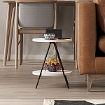 Стол приставной с 2-мя круглыми белыми столешницами ESSEL SIDE TABLE WHITE варинант исполнения - 10 | Loft Concept во Владивостоке