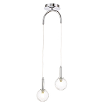 Подвесной светильник с 2-мя рельефными прозрачными плафонами из стекла и основанием цвета Хром Perforated Glass Bubbles варинант исполнения - 2 | Loft Concept во Владивостоке