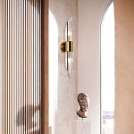 Бра с декором в виде хрустальных трубочек Nembus Brass Round Glass Wall Lamp варинант исполнения - 2 | Loft Concept во Владивостоке