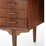 Дизайнерский письменный стол округлой формы с 4-мя ящиками и дверкой с полочками Rili варинант исполнения - 5 | Loft Concept во Владивостоке