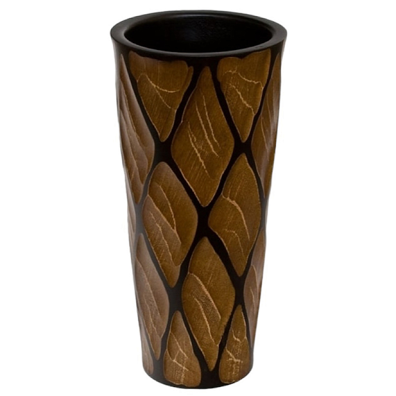Ваза деревянная Vase of Thailand Коричневый Черный во Владивостоке | Loft Concept 