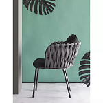 Стул мягкий с декором в виде плетеных лент на спинке и подлокотниках Semicircular Chair Decorated with Ribbons варинант исполнения - 2 | Loft Concept во Владивостоке