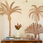 Обои с вышивкой ручной работы Deco Palms Raffia on linen варинант исполнения - 2 | Loft Concept во Владивостоке