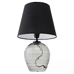 Настольная лампа с черным тканевым абажуром и фактурным прозрачным основанием Black Cone варинант исполнения - 2 | Loft Concept во Владивостоке