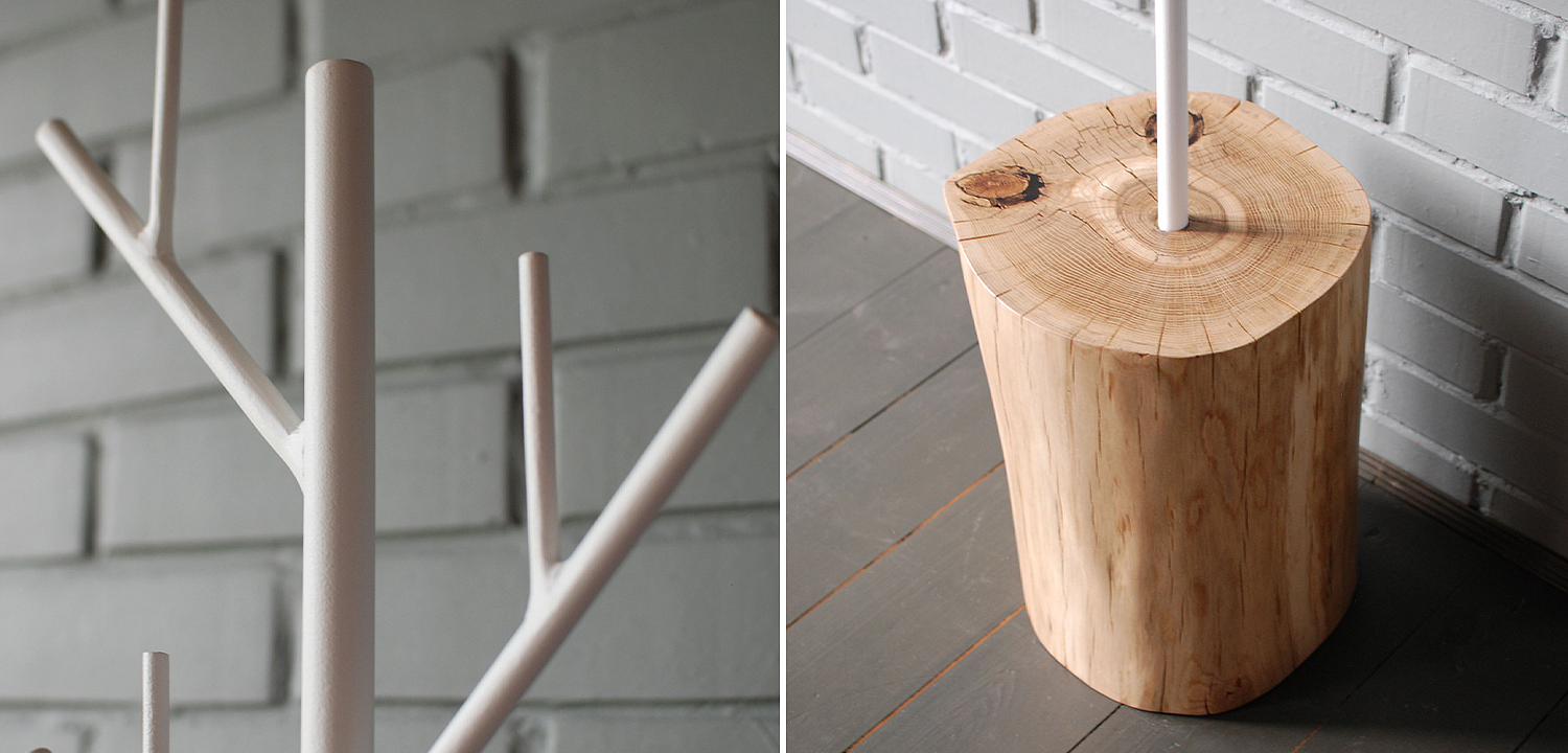 Вешалка Metal Branches and Stump Floor Hanger White Вешалка Metal Branches and Stump Floor Hanger White - Loft-Concept во Владивостоке