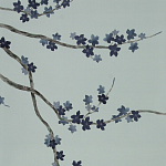 Обои ручная роспись Cherry Tree Original colourway on Adam Grey dyed silk варинант исполнения - 1 | Loft Concept во Владивостоке