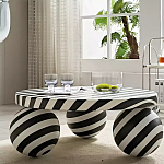 Дизайнерский журнальный стол круглый в чёрно-белую полоску Mypel варинант исполнения - 2 | Loft Concept во Владивостоке