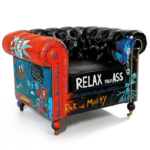 Кресло "Умный Умник" Rick and Morty graffiti chair натуральная кожа 