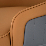 Стул оранжевый с высокой спинкой из искуственной кожи на серых металлических ножках Enigma Orange варинант исполнения - 4 | Loft Concept во Владивостоке