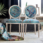 Стул из массива бука бирюзовый с изображением птиц и цветов Turquoise Beige Chinoiserie Birds Garden Chair варинант исполнения - 6 | Loft Concept во Владивостоке