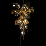 Люстра подвесная вытянутой формы с плафонами из стекла и металла с двумя вертикальными подвесками Gilded Mirage  варинант исполнения - 8 | Loft Concept во Владивостоке