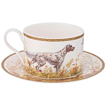 Чайная пара из фарфора с изображением собаки и уток 300 мл Hunting Porcelain Collection варинант исполнения - 1 | Loft Concept во Владивостоке