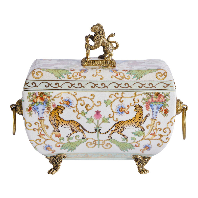 Шкатулка с фигуркой льва на крышке Eden Garden Бронза Мульти во Владивостоке | Loft Concept 