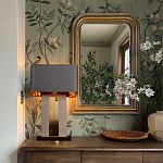 Настольная лампа с основанием из натурального камня c серым прямоугольным абажуром Lapis Tiburtinus варинант исполнения - 5 | Loft Concept во Владивостоке