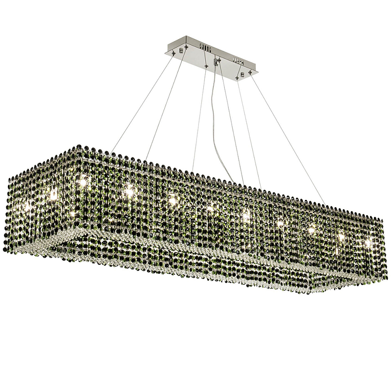 Прямоугольная люстра с хрустальными подвесками Crystal Art Chrome Green Rectangular Chandelier Хром Зеленый Прямоугольная люстра с хрустальными подвесками Crystal Art Chrome Green Rectangular Chandelier Хром Зеленый во Владивостоке | Loft Concept