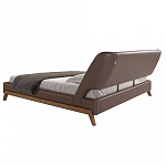 Кровать двуспальная с изголовьем из экокожи шоколадно-коричневого цвета Modern Look варинант исполнения - 3 | Loft Concept во Владивостоке