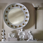 Зеркало белое с круглыми золотыми декоративными элементами Prince of the Church варинант исполнения - 3 | Loft Concept во Владивостоке