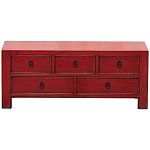 Деревянная ТВ-тумба с 5-ю выдвижными ящиками в китайском стиле красная Wei Chinese TV Stand варинант исполнения - 1 | Loft Concept во Владивостоке