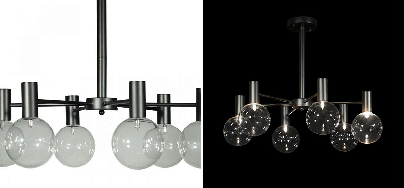Люстра с дымчатым стеклом Smoke Glass BLACK 6 ламп Люстра с дымчатым стеклом Smoke Glass BLACK 6 ламп - Loft-Concept во Владивостоке