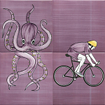 Плитка с узором Осьминог велосипедист варинант исполнения - 1 | Loft Concept во Владивостоке