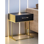 Приставной столик с резным узором на выдвижном ящике Black Table Carved Pattern варинант исполнения - 7 | Loft Concept во Владивостоке