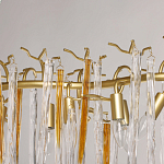 Люстра линейная золотого цвета с декоративными ветвями и длинными стеклянными подвесками в форме сосулек Droplet Chandelier варинант исполнения - 8 | Loft Concept во Владивостоке