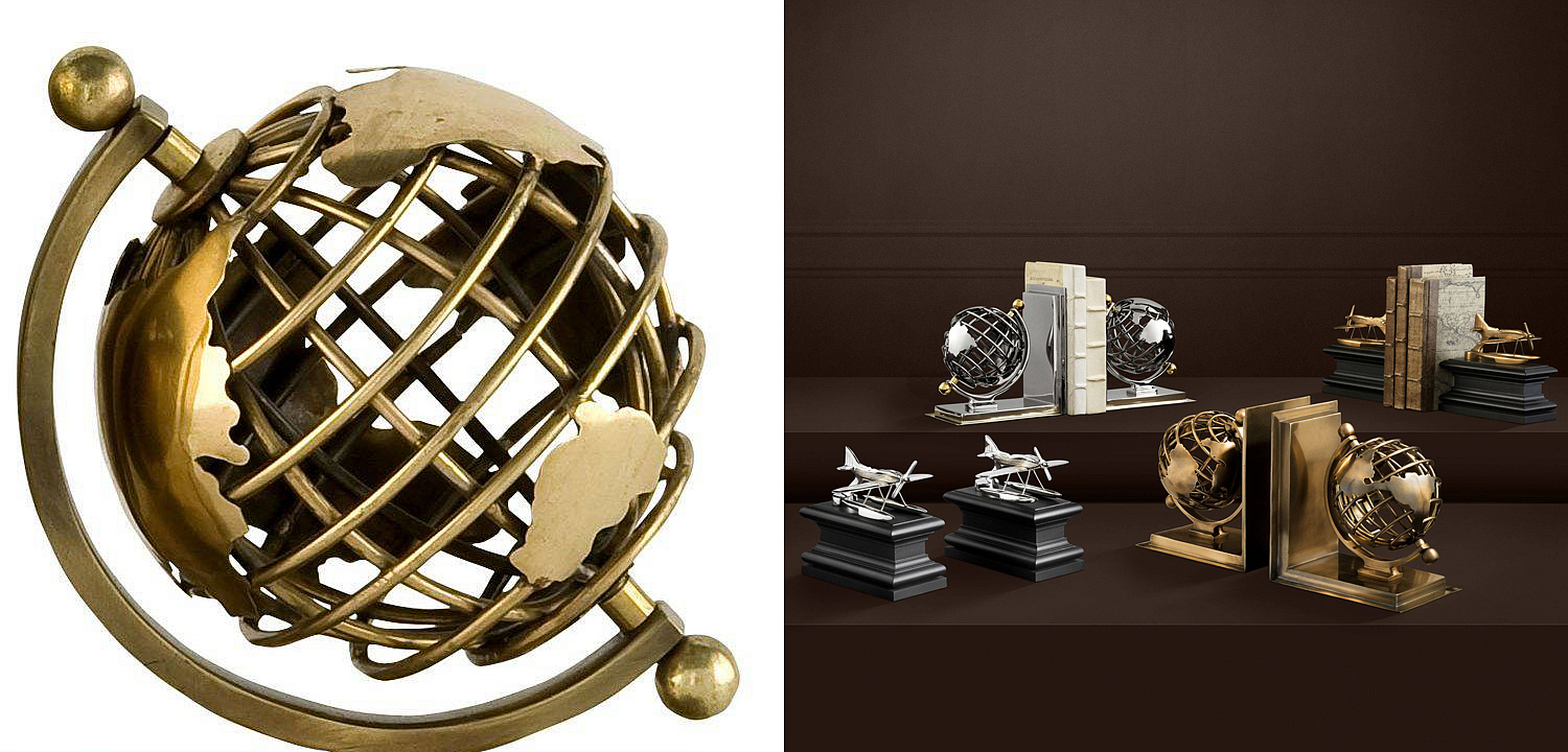 Держатель для книг Eichholtz Bookend Globe set of 2 Держатель для книг Eichholtz Bookend Globe set of 2 - Loft-Concept во Владивостоке