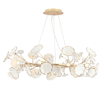 Люстра круглая с белыми лепестками из керамики и прозрачными хрустальными цветками Диаметр 82 см Wintery flovers варинант исполнения - 3 | Loft Concept во Владивостоке