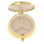 Таблетница карманная круглая с 3-мя отделениями и накладкой из натурального камня Серафинит Gold Stone Pillboxes варинант исполнения - 3 | Loft Concept во Владивостоке