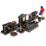 Настольный письменный набор с часами из природного камня обсидиана Peace Contract варинант исполнения - 2 | Loft Concept во Владивостоке