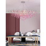 Люстра овальная с розовыми стеклянными подвесками в форме капель FAIRYTREE Light варинант исполнения - 4 | Loft Concept во Владивостоке
